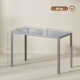 Wise Galleria Dining Table with Glass Top and Metal Frame, Dimensions 120cm x 60cm x 75cm