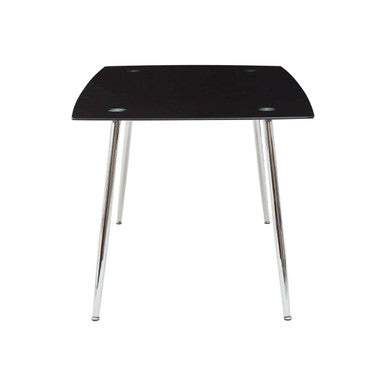 Orsina Modern Black Dining Table with Sleek Chrome Legs for Stylish Dining Rooms