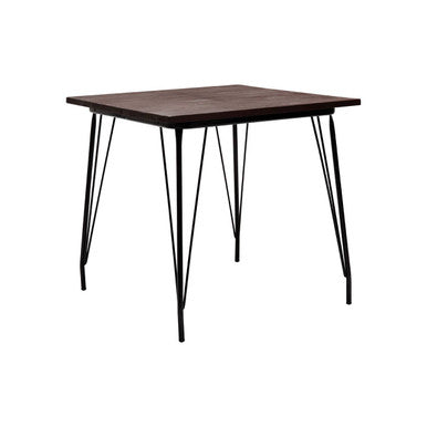Orsina Dining Table in dark wood with sleek black metal legs for modern dining spaces