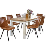 Verty Furniture Dining Table with Wooden Top and Stylish Leather Chairs for Elegant Dining Experience
