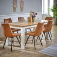 Verty Furniture Dining Table with Rustic Wood Top and Six Comfortable Brown Chairs in Modern Dining Room