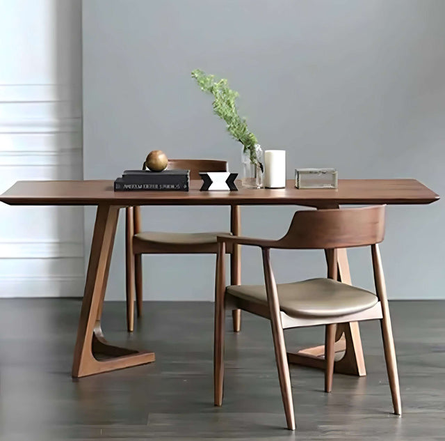 Modern Nisu Home dining table in walnut finish paired with stylish chairs for contemporary dining rooms