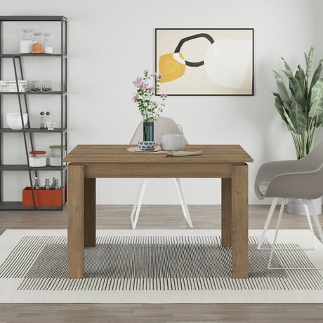 Decortie Dining Table in Natural Wood Finish with Minimalist Design and Modern Decor