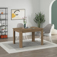Decortie Dining Table in Natural Wood Finish with Comfortable Seating and Decorative Accents