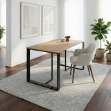 Modern Decortie Dining Table with Wooden Surface and Metal Frame in a Bright Living Space