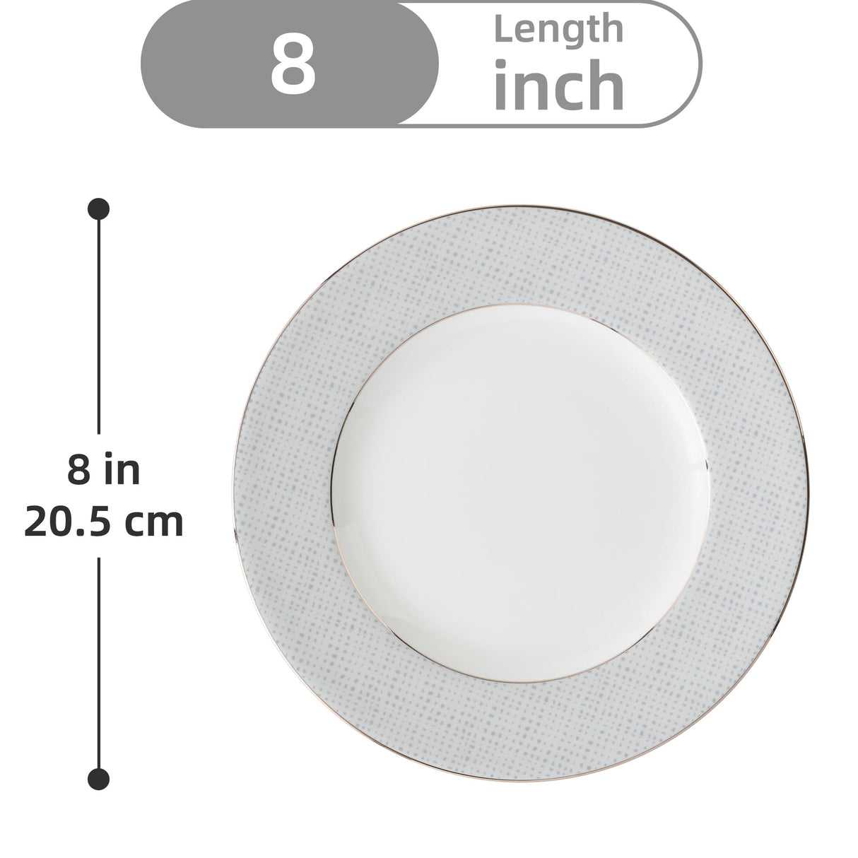 Elegant 8 inch Dinner Plates with a sophisticated textured design and gold rim from London Boutique Lifestyle