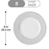 Elegant 8 inch Dinner Plates with a sophisticated textured design and gold rim from London Boutique Lifestyle