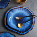 Nisu Home Dinner Plates in Blue with Elegant Edges for Stylish Dining Experiences