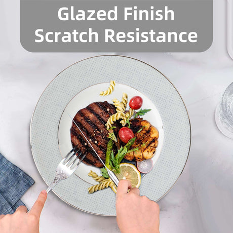 Elegant glazed dinner plates featuring scratch resistance and a stylish design for fine dining