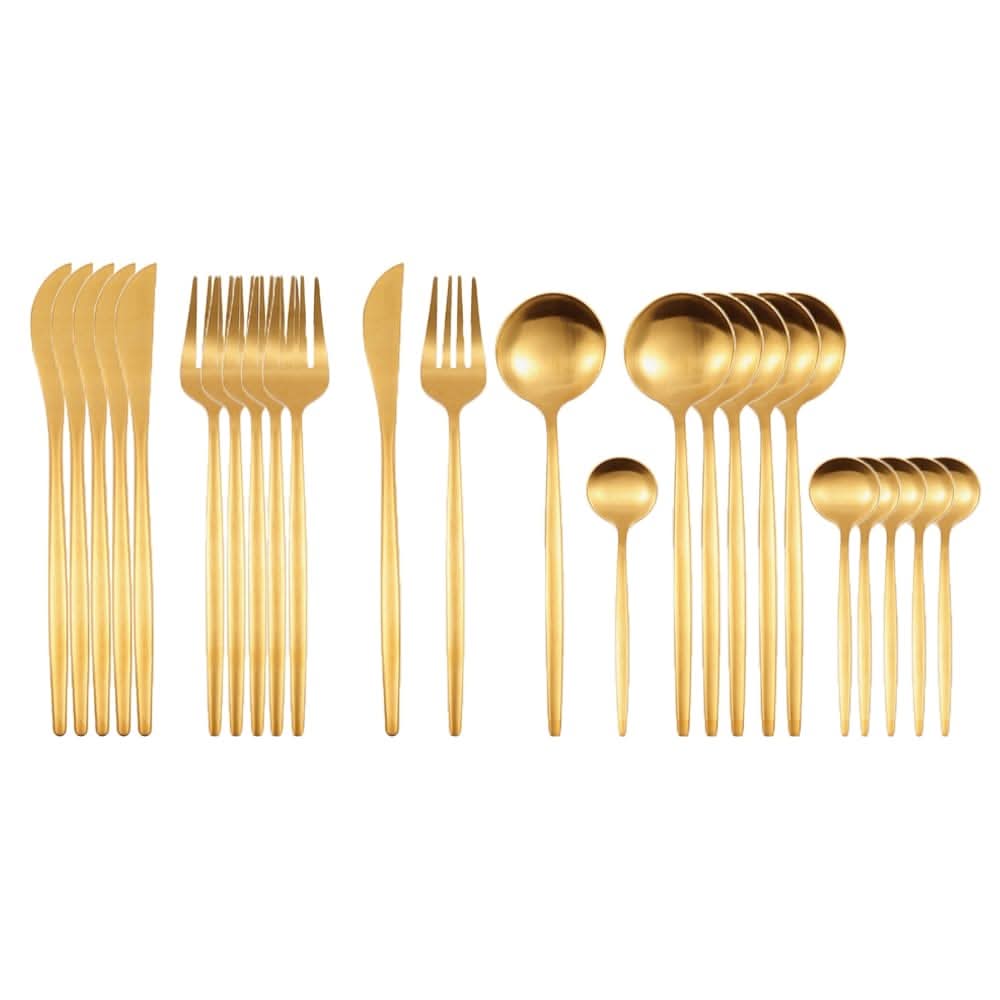 Kitchen Essentials Gold Cutlery Dinnerware Set Matte gold Kitchen Essentials