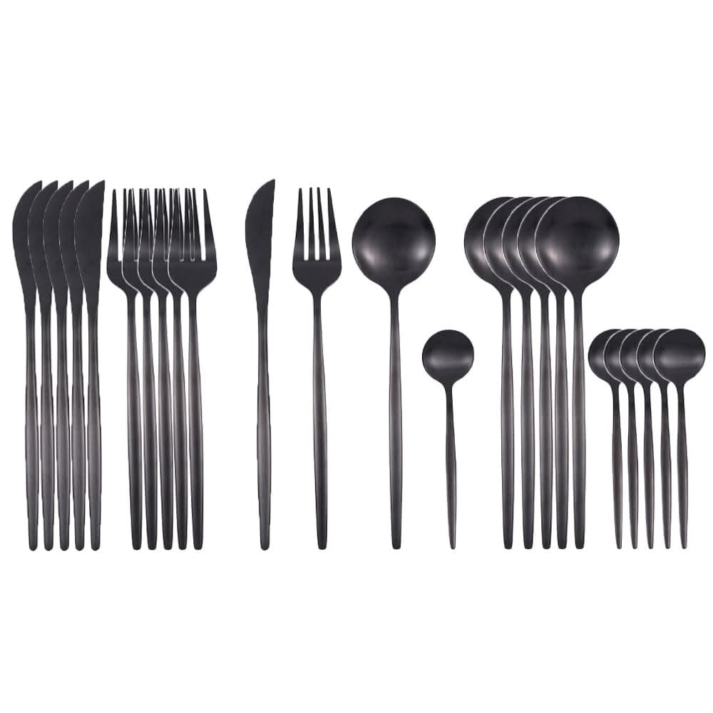 Kitchen Essentials Gold Cutlery Dinnerware Set Matte black Kitchen Essentials