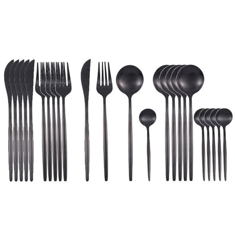 Kitchen Essentials Gold Cutlery Dinnerware Set Matte black Kitchen Essentials