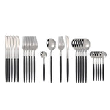 Kitchen Essentials Gold Cutlery Dinnerware Set Black silver Kitchen Essentials