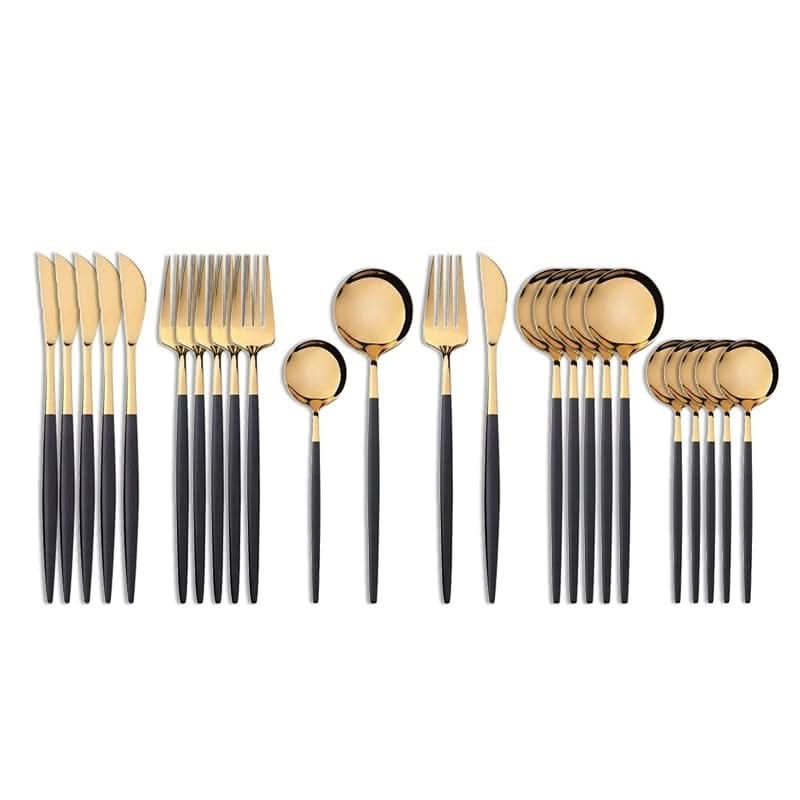 Kitchen Essentials Gold Cutlery Dinnerware Set Black gold Kitchen Essentials