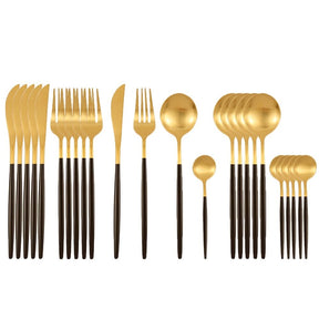 Kitchen Essentials Gold Cutlery Dinnerware Set Matte black gold Kitchen Essentials