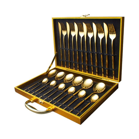 24pcs Gold or Stainless Steel, Boxed Dinnerware Set Gold Kitchen Essentials
