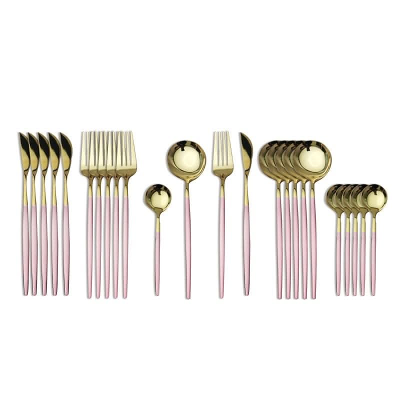 Kitchen Essentials Gold Cutlery Dinnerware Set Pink gold Kitchen Essentials