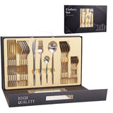 Kitchen Essentials Gold Cutlery Dinnerware Set matte silver box Kitchen Essentials