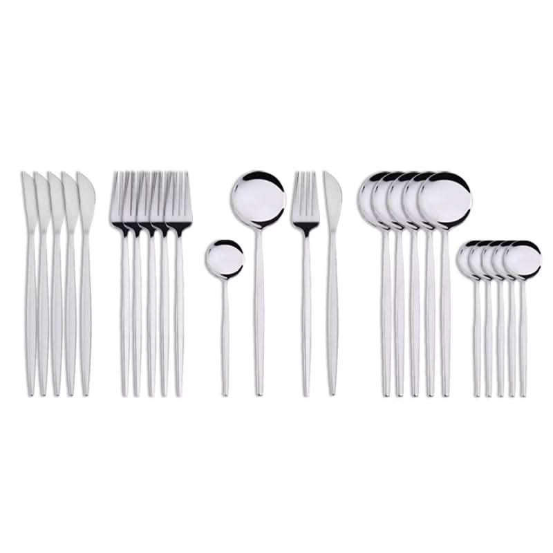 Kitchen Essentials Gold Cutlery Dinnerware Set Silver Kitchen Essentials