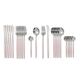 Kitchen Essentials Gold Cutlery Dinnerware Set Pink silver Kitchen Essentials