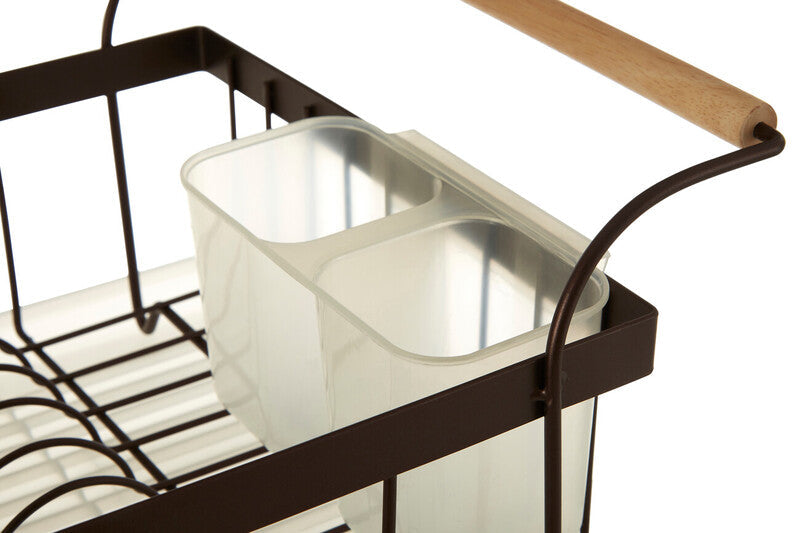 Orsina Dish Drainer with compartments for drying utensils and stylish wooden handle