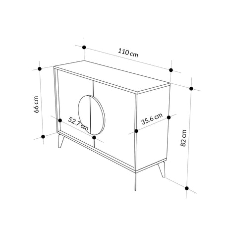 Decortie Display Unit with sleek design, two doors, and dimensions suitable for modern interiors