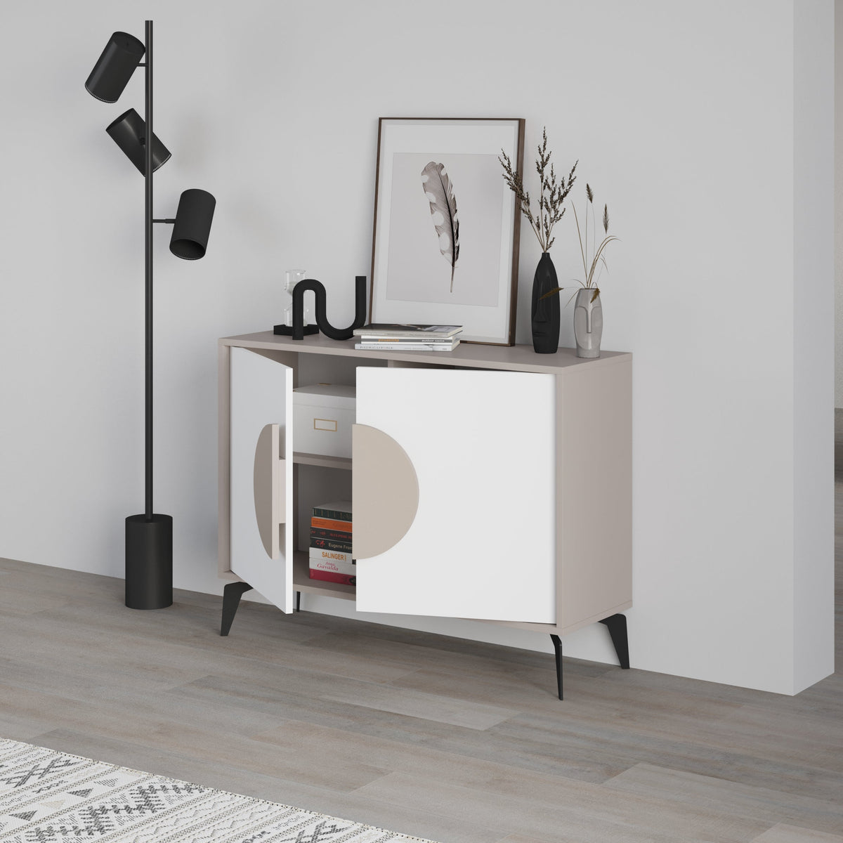 Decortie stylish sideboard display unit with modern design and two cabinet doors for storage