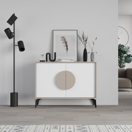 Decortie Display Unit with a sleek white design and circular handle, ideal for modern home decor