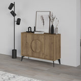 Decortie Display Unit in Oak Finish with Round Door Handle and Stylish Modern Design
