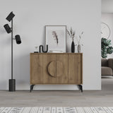Decortie Display Unit in Brown Wood with Round Handle and Stylish Design for Modern Interiors