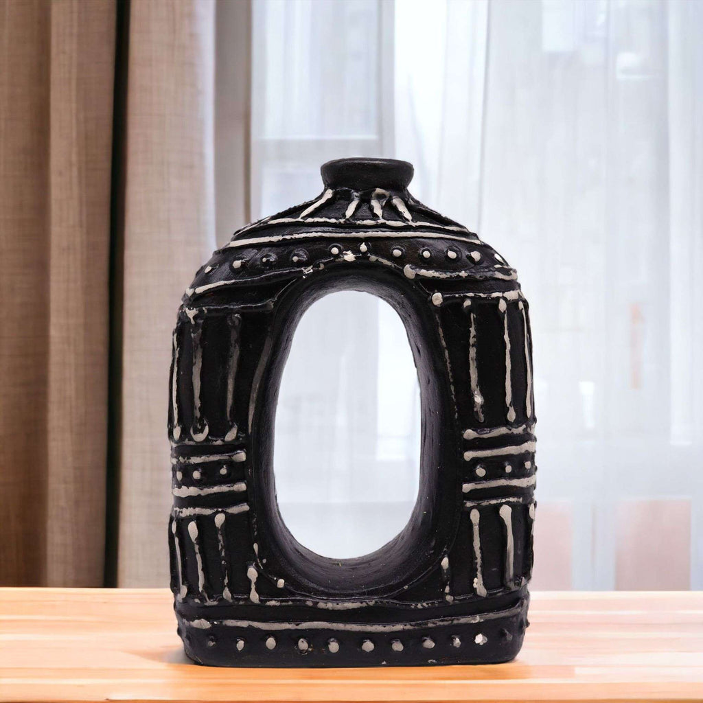 Oval Donut Shaped Vase - Chocolate 23cm AW-Dropship