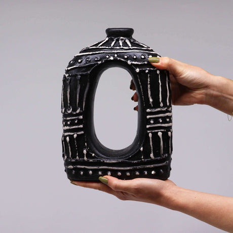 Oval Donut Shaped Vase - Chocolate 23cm AW-Dropship