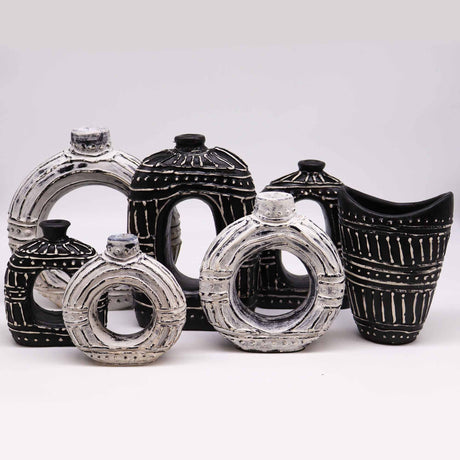 Oval Donut Shaped Vase - Chocolate 23cm AW-Dropship