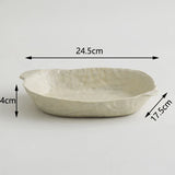 Doshim Tableware Oval Serving Dish in Off-White with Textured Surface and Side Handles