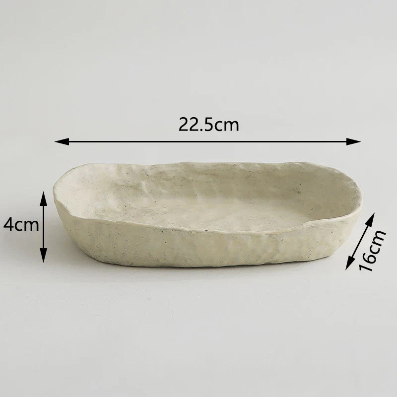 Doshim Tableware Serving Platter in Grey Ceramic, 22.5cm long and 16cm wide
