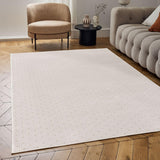 Elegant Dots Rug in soft beige, adding a stylish touch to modern living room decor