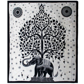 Double Cotton Bedspread and Wall Hanging - Mono - Elephant Tree AW-Dropship