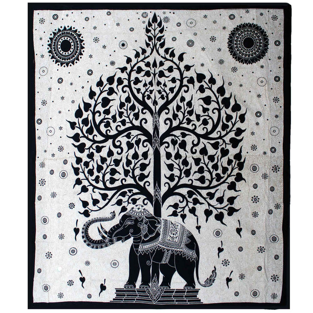 Double Cotton Bedspread and Wall Hanging - Mono - Elephant Tree AW-Dropship