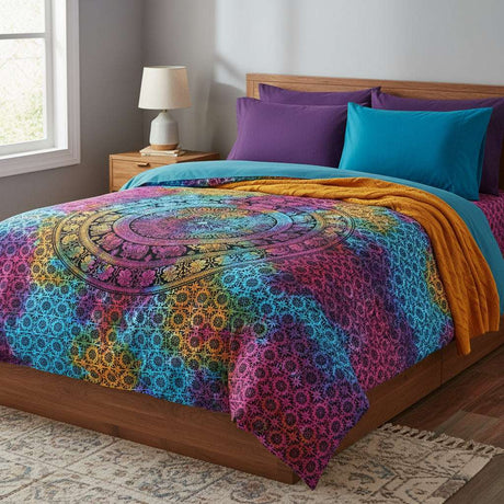 Double Cotton Bedspread and Wall Hanging - Mandala Elephant AW-Dropship