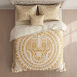 Double Cotton Bedspread and Wall Hanging - Hamsa - White Gold AW-Dropship