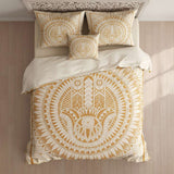 Double Cotton Bedspread and Wall Hanging - Hamsa - White Gold AW-Dropship