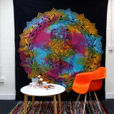 Double Cotton Bedspread and Wall Hanging - Black Hamsa AW-Dropship