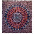 Double Cotton Bedspread and Wall Hanging - Peacock Mandala - Blue AW-Dropship