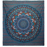 Double Cotton Bedspread and Wall Hanging - Classic Mandala - Turquoise AW-Dropship