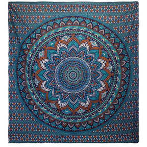 Double Cotton Bedspread and Wall Hanging - Classic Mandala - Turquoise AW-Dropship