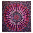 Double Cotton Bedspread and Wall Hanging - Peacock Mandala - Purple AW-Dropship