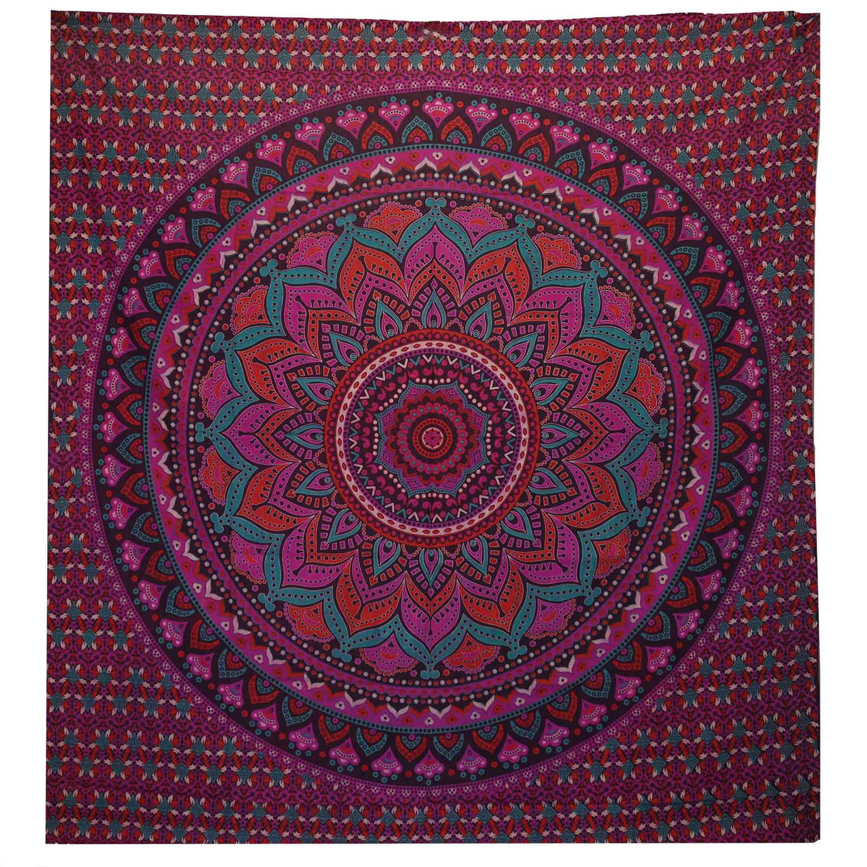 Double Cotton Bedspread and Wall Hanging - Classic Mandala - Purple AW-Dropship