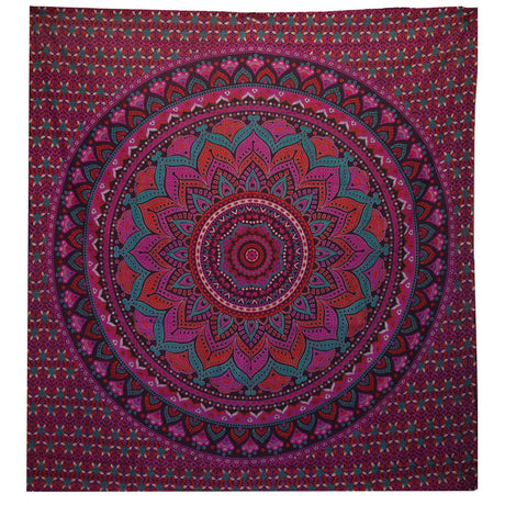 Double Cotton Bedspread and Wall Hanging - Classic Mandala - Purple AW-Dropship