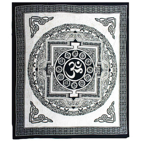 Double Cotton Bedspread and Wall Hanging - Mono - OM Mandala AW-Dropship
