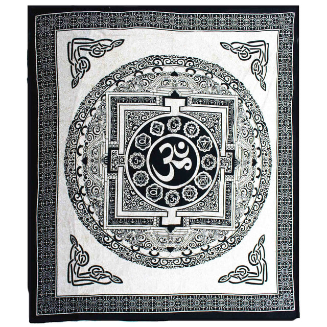 Double Cotton Bedspread and Wall Hanging - Mono - OM Mandala AW-Dropship
